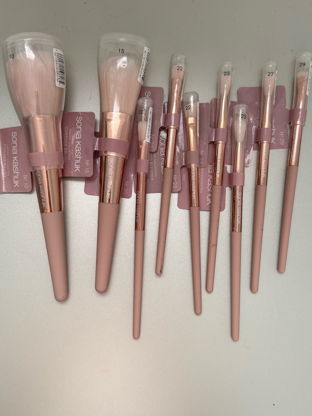 Sonia Kashuk Rose Gold & White 9-Piece Makeup Brush Set NWT